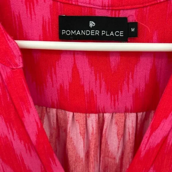 Pomander Place Hot Pink Ikat Kenzo Dress Size M in Hot Pink Ikat - Picture 6 of 13